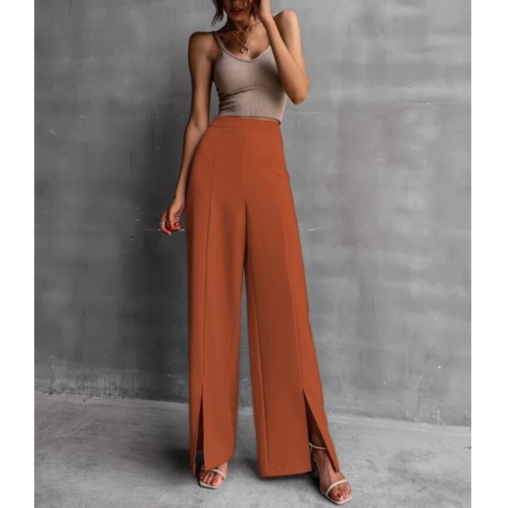 Wide leg side slit pants - Picture 12 of 16